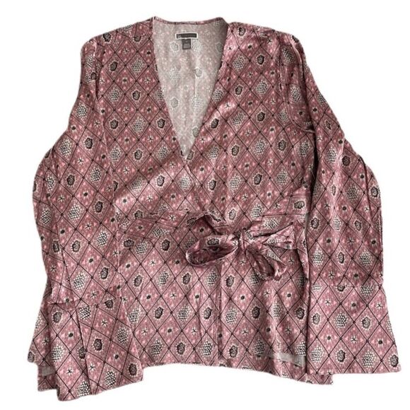 Chelsea28 Satin Wrap Kimono Blouse - Picture 2 of 4